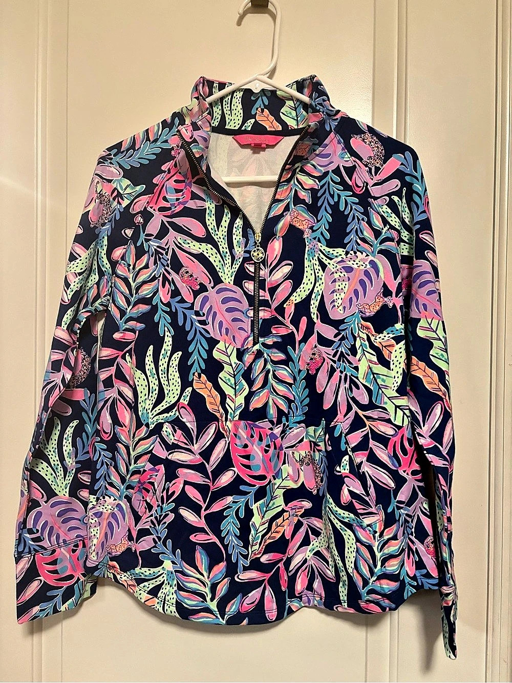 Lilly Pulitzer UPF 50+ Skipper Popover Floral Jacket Blue & Pink Small